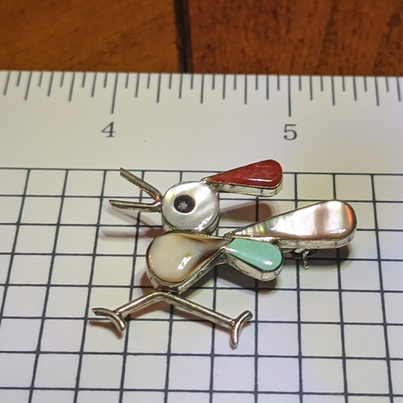 Vintage Silver Road Runner Inlay Pin/Pendant - Picture 5 of 5